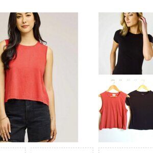 Bundle Lot (2) Gentle Fawn Kate Muscle Tank, Black Cotton Spandex T-Shirt Size M